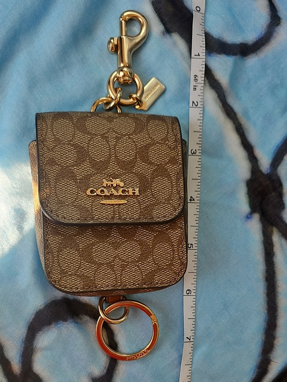 Coach Brown Monogram Mini Key Pouch with Gold Hardware - Picture 11 of 13